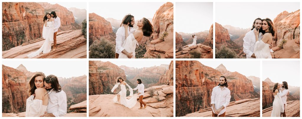 bride and groom at utah elopement in zion national park