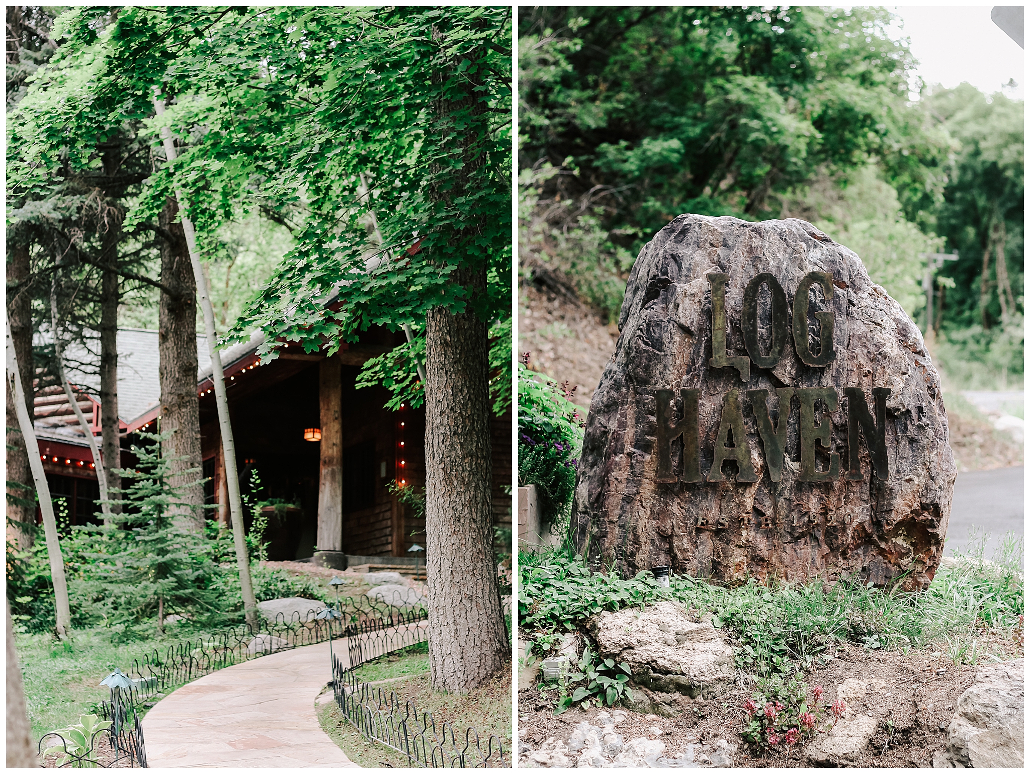 exterior of the log haven wedding venue by adrian wayment photo
