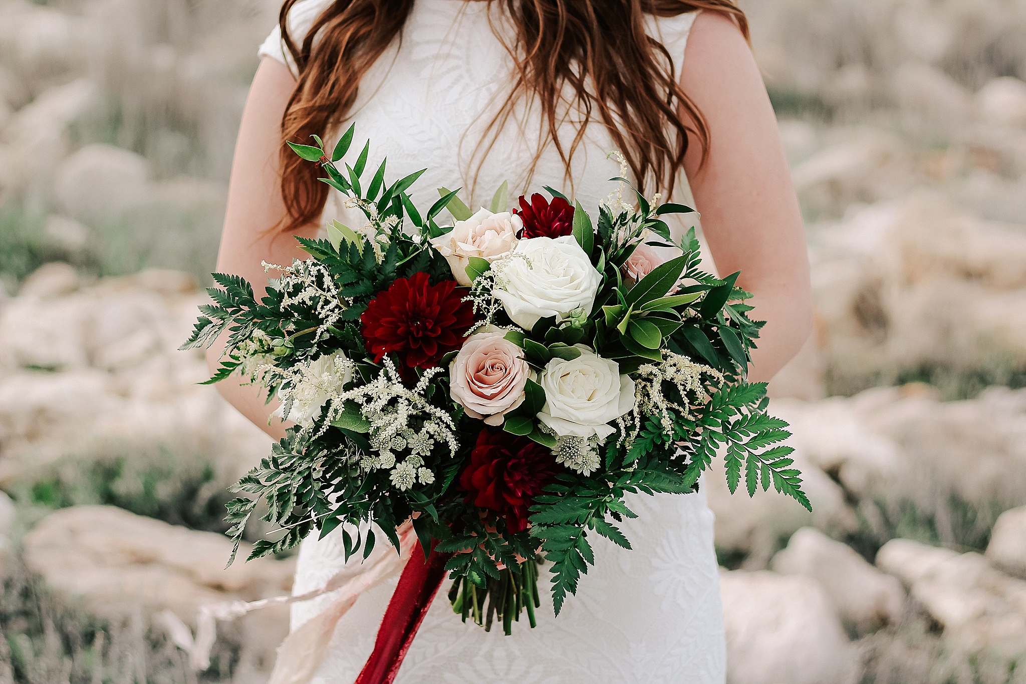 bouquet at the red butte garden wedding venue by adrian wayment photo