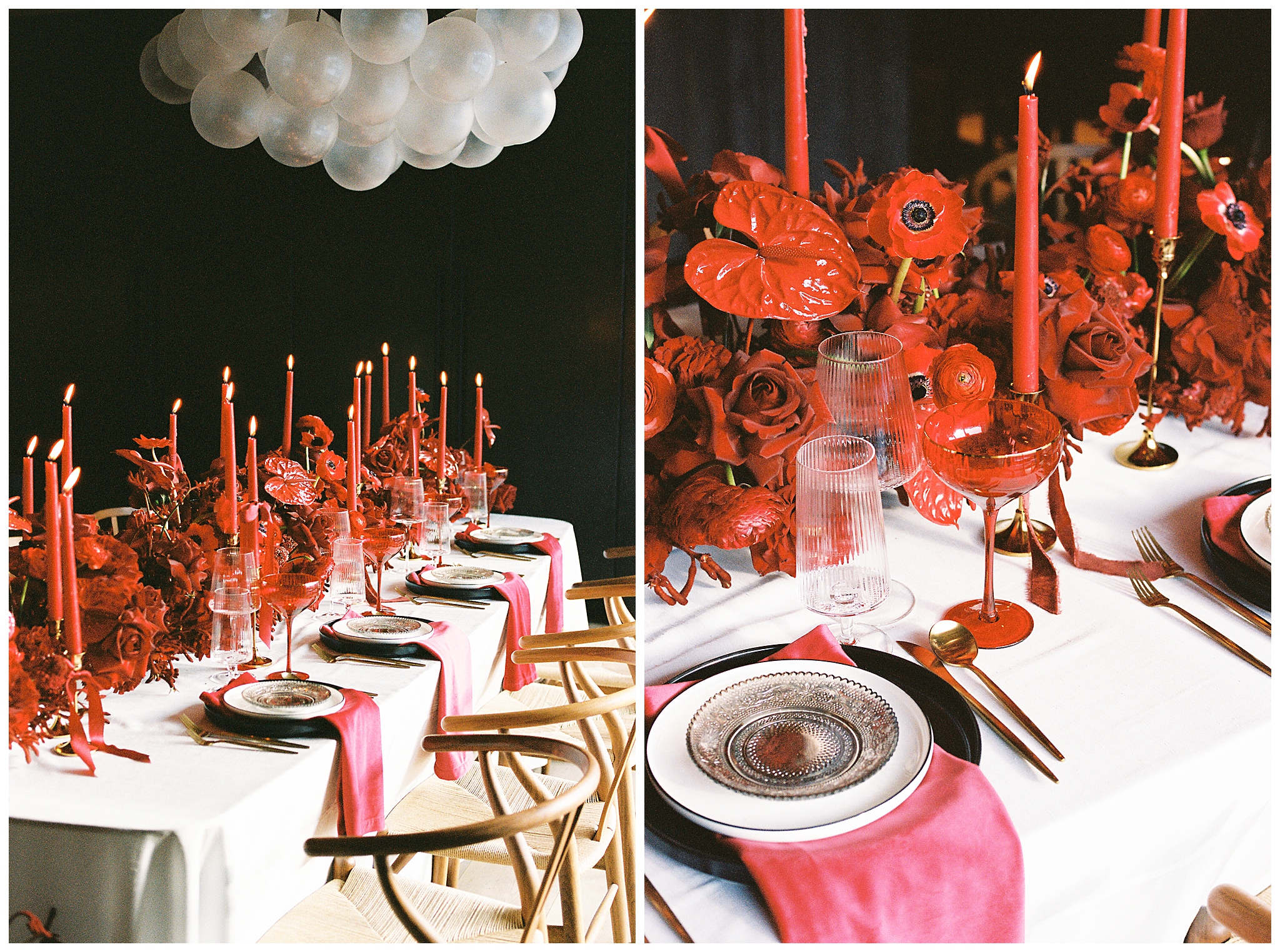 details of a tablescape of a jackson hole mountain resort wedding, including glassware, plates, candles and more, taken by photographer adrian wayment.
