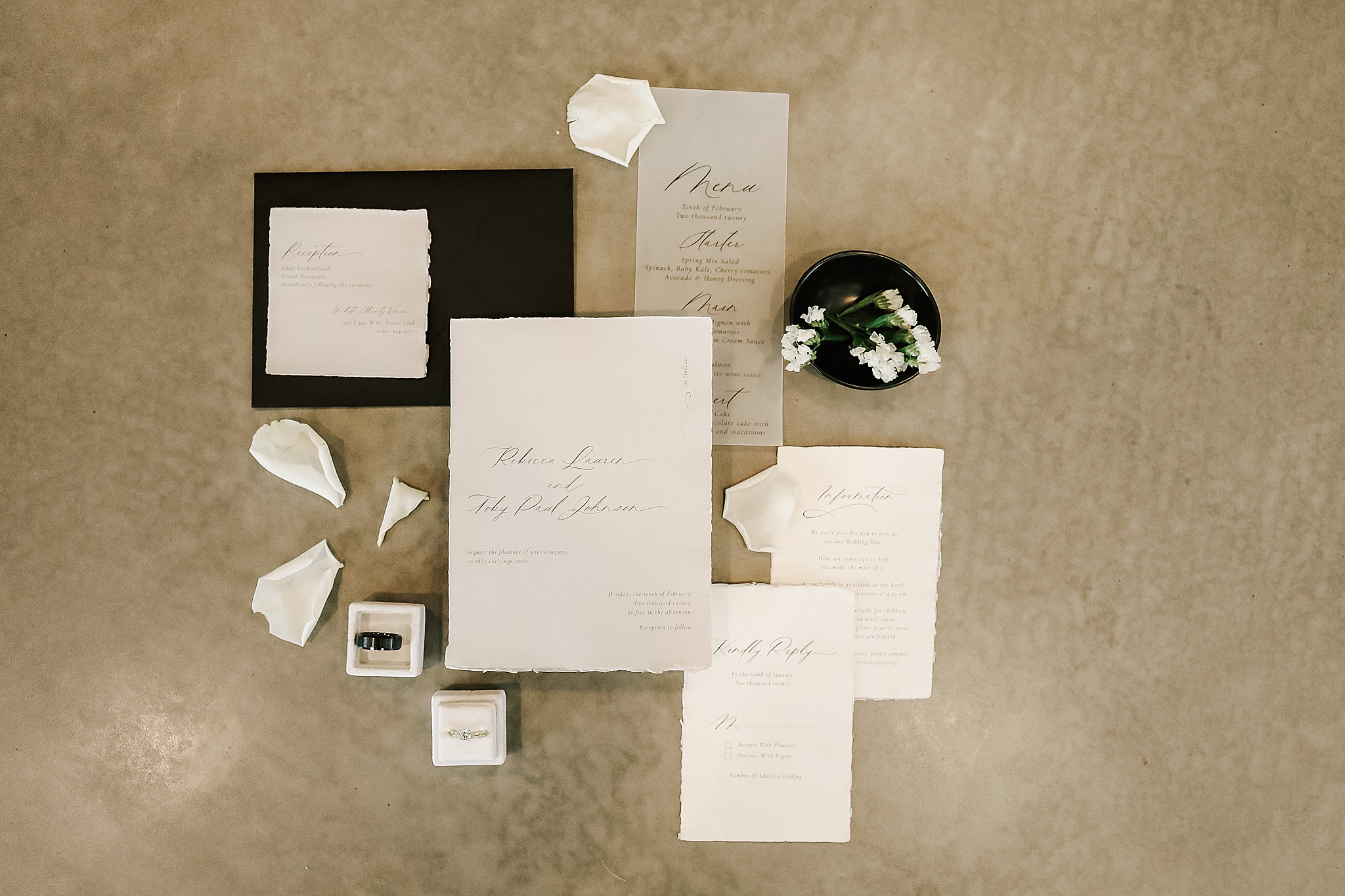 flat lay of wedding details at grand targhee resort wedding by adrian wayment photo