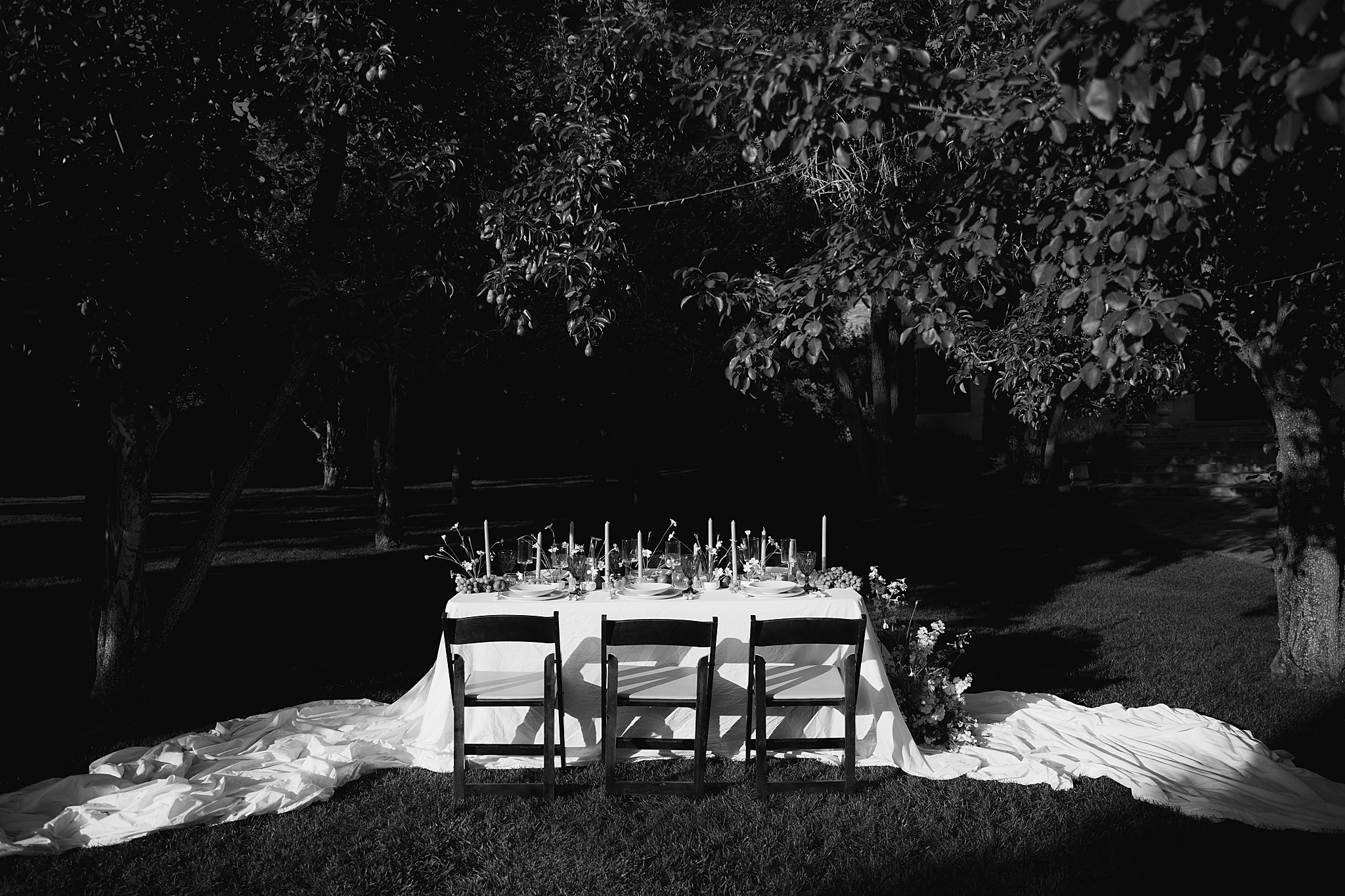 table setting at a small jackson hole wedding taken by local photographer adrian wayment.